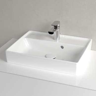 Praustuvas Villeroy & Boch Collaro 500x400x150, su skyle maišytuvui, su persipylimo anga, CeramicPlus danga, White Alpin baltos spalvos 2