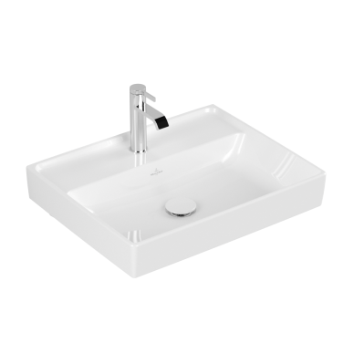 Praustuvas Villeroy & Boch Collaro 550x440x160, su skyle maišytuvui, be persipylimo angos, CeramicPlus danga, White Alpin baltos spalvos Praustuvas Villeroy & Boch Collaro 550x440x160, su skyle maišytuvui, be persipylimo angos, CeramicPlus danga, White Alpin baltos spalvos
