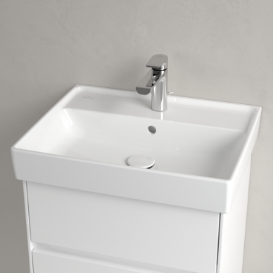 Praustuvas Villeroy & Boch Collaro 550x440x160, su skyle maišytuvui, su persipylimo anga, CeramicPlus danga, White Alpin baltos spalvos 4