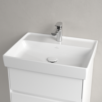 Praustuvas Villeroy & Boch Collaro 600x470x160, su skyle maišytuvui, be persipylimo angos, CeramicPlus danga, White Alpin baltos spalvos 3