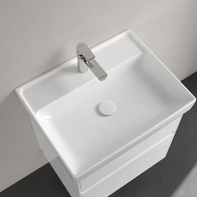 Praustuvas Villeroy & Boch Collaro 600x470x160, su skyle maišytuvui, be persipylimo angos, CeramicPlus danga, White Alpin baltos spalvos 4