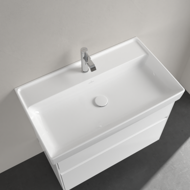 Praustuvas Villeroy & Boch Collaro 800x465x160, su skyle maišytuvui, be persipylimo angos, CeramicPlus danga, White Alpin baltos spalvos 2