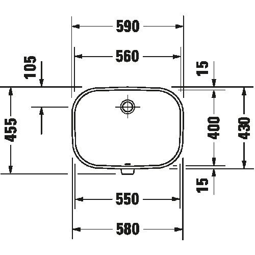 Praustuvas Duravit D-Code 59x45,5 cm, montuojamas iš apačios 2 Praustuvas Duravit D-Code 59x45,5 cm, montuojamas iš apačios 2