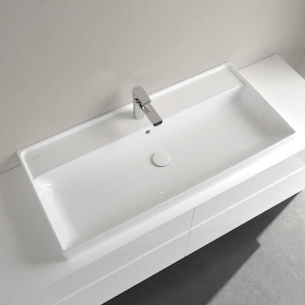 Praustuvas VILLEROY&BOCH Collaro 1000x470mm, šlifuota apačia, white alpin 2 Praustuvas VILLEROY&BOCH Collaro 1000x470mm, šlifuota apačia, white alpin 2