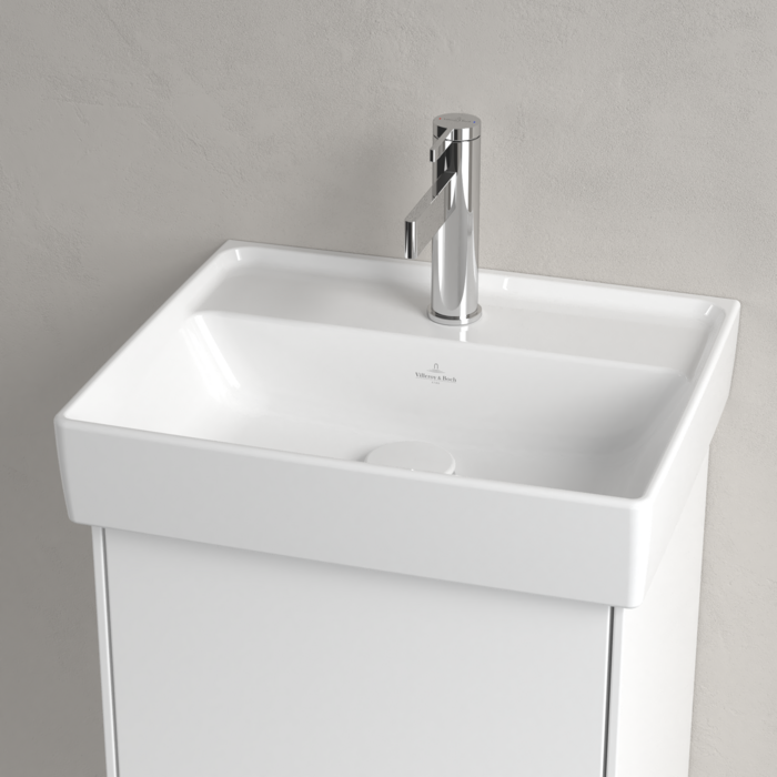 Praustuvas Villeroy & Boch Collaro 450x370x150, su skyle maišytuvui, be persipylimo angos, CeramicPlus danga, White Alpin baltos spalvos 2 Praustuvas Villeroy & Boch Collaro 450x370x150, su skyle maišytuvui, be persipylimo angos, CeramicPlus danga, White Alpin baltos spalvos 2