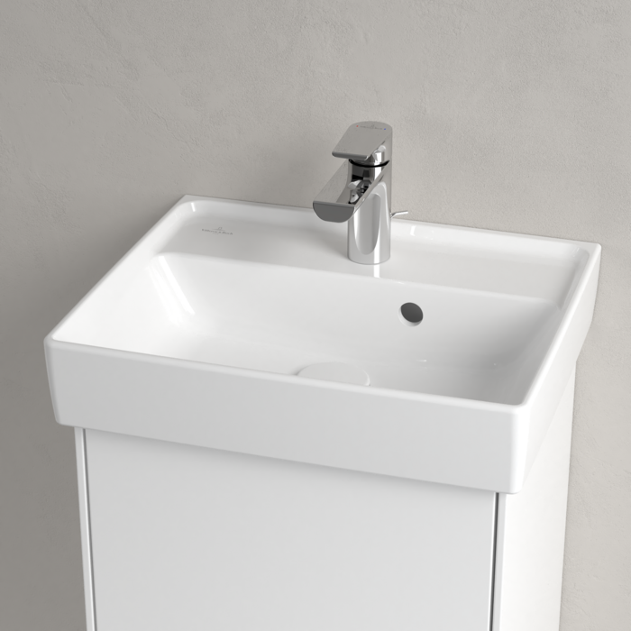 Praustuvas Villeroy & Boch Collaro 450x370x150, su skyle maišytuvui, su persipylimo anga, CeramicPlus danga, White Alpin baltos spalvosv 2