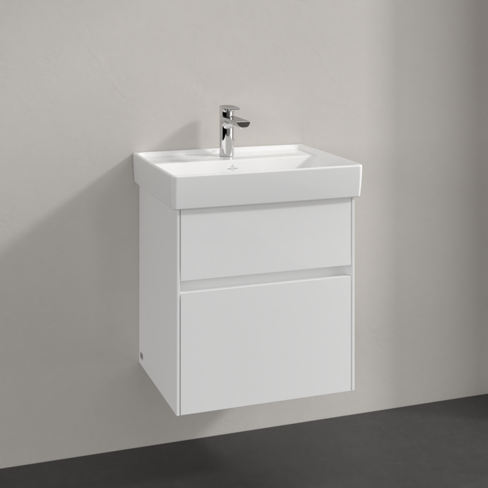 Praustuvas Villeroy & Boch Collaro 550x440x160, su skyle maišytuvui, be persipylimo angos, CeramicPlus danga, White Alpin baltos spalvos 2 Praustuvas Villeroy & Boch Collaro 550x440x160, su skyle maišytuvui, be persipylimo angos, CeramicPlus danga, White Alpin baltos spalvos 2