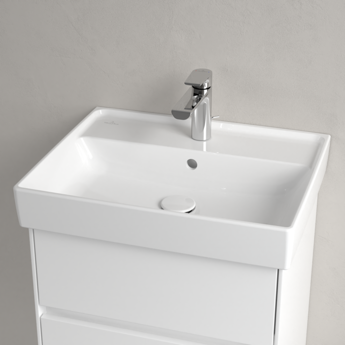 Praustuvas Villeroy & Boch Collaro 550x440x160, su skyle maišytuvui, su persipylimo anga, CeramicPlus danga, White Alpin baltos spalvos 4