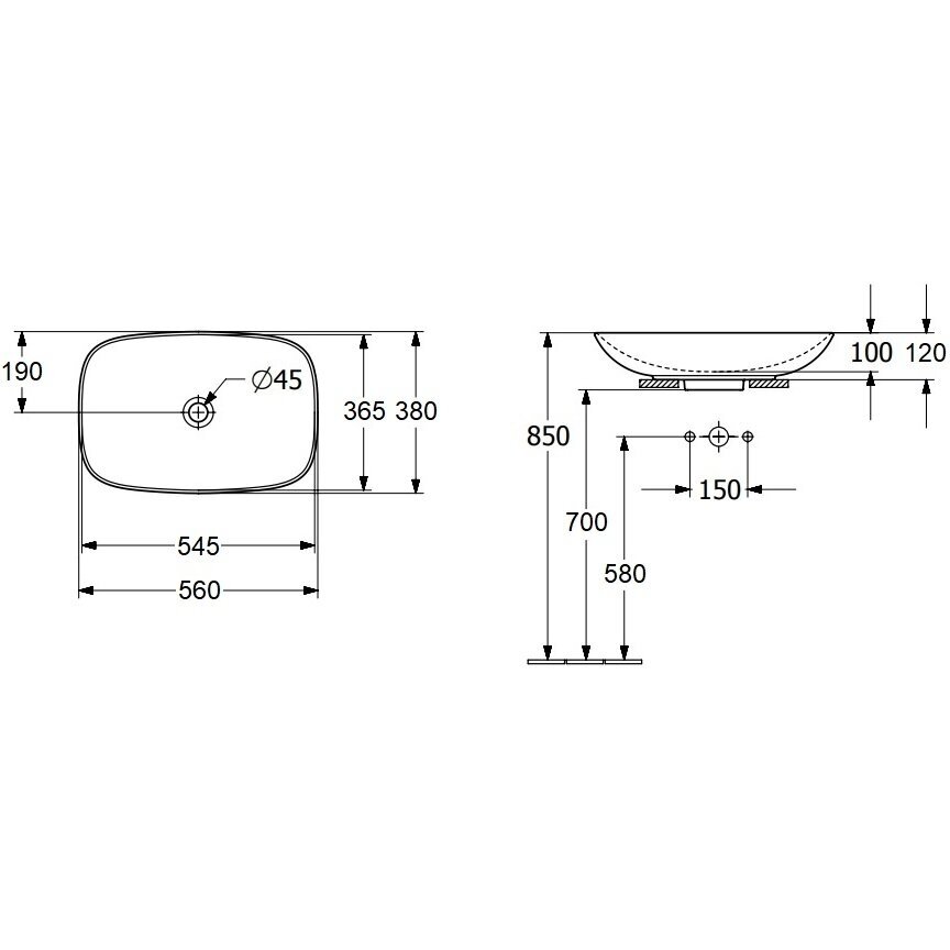 Praustuvas-dubuo Villeroy&Boch Loop&Friends 560×380 mm 4A4901R7 juodas matinis 2