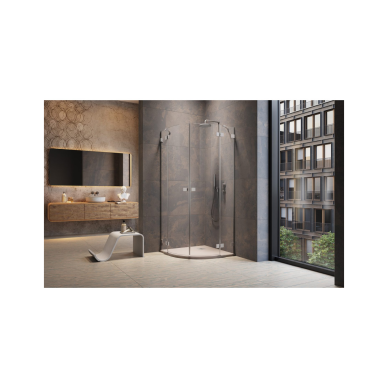 Pusapvalė dušo kabina Radaway Essenza Pro Brushed Nickel PDD, skaidrus stiklas 1