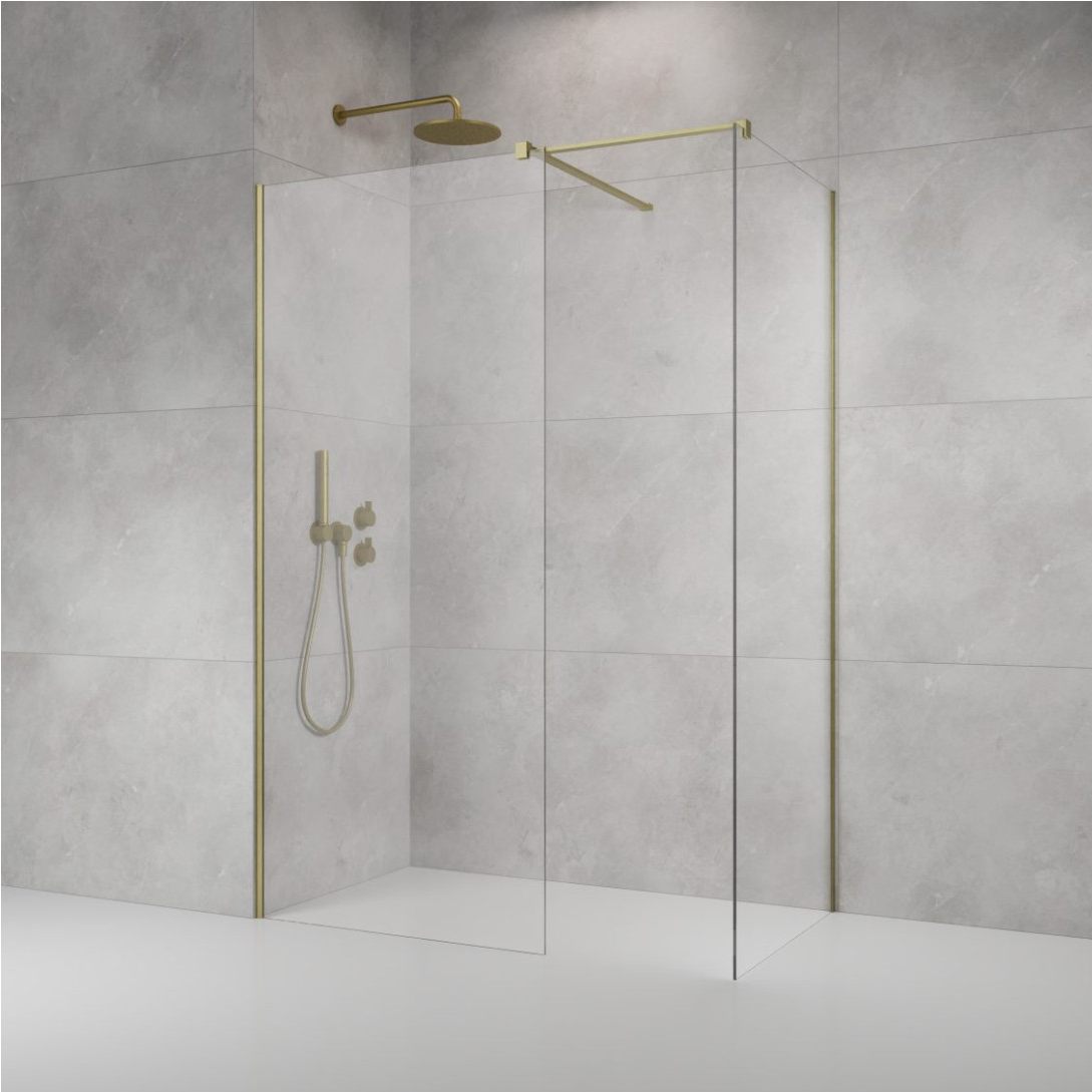 Radaway Modo X Brushed Gold III nejudanti dušo sienelė, skaidrus stiklas Radaway Modo X Brushed Gold III nejudanti dušo sienelė, skaidrus stiklas