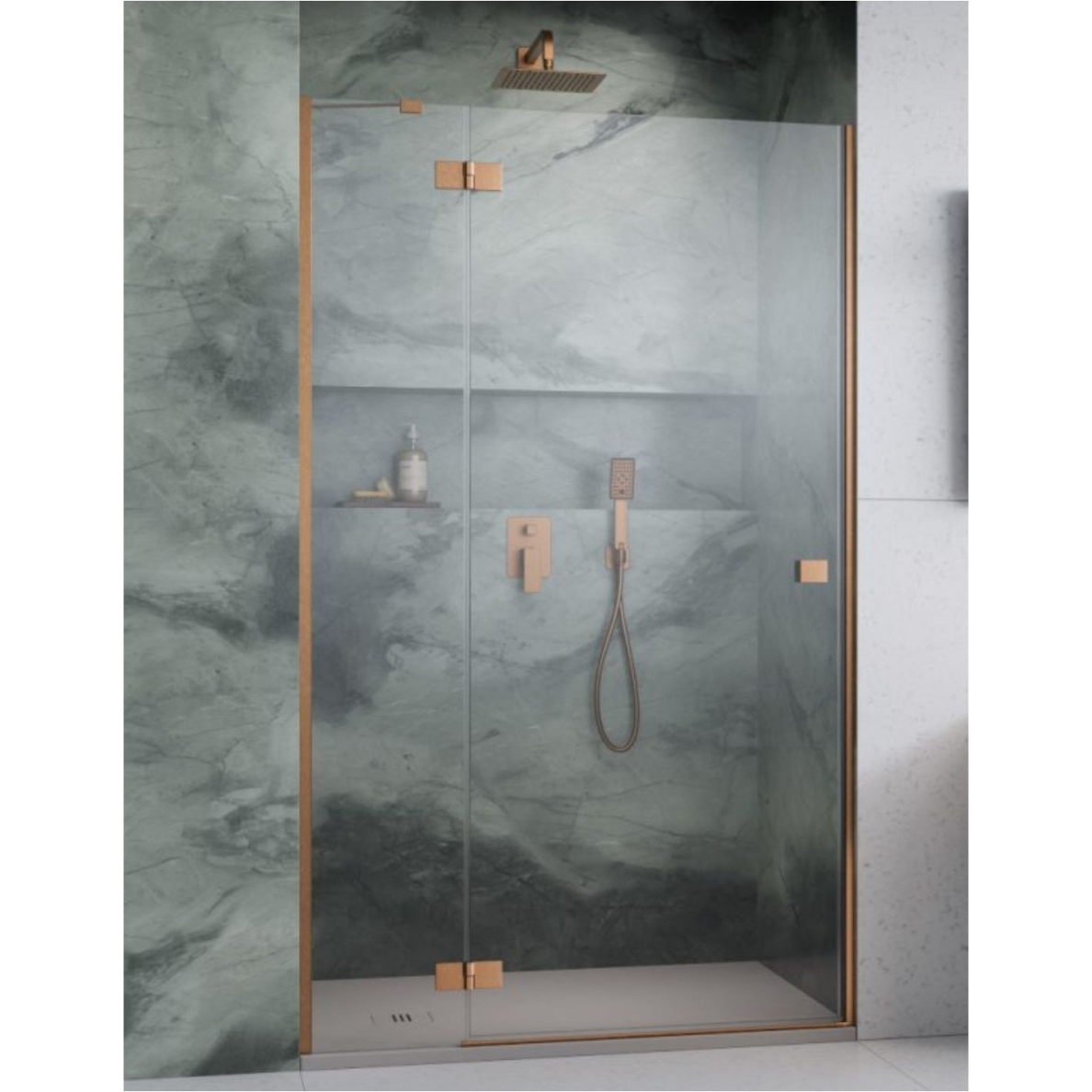Radaway Essenza 8 Brushed Cooper DWJ dušo durys, skaidrus stiklas Radaway Essenza 8 Brushed Cooper DWJ dušo durys, skaidrus stiklas