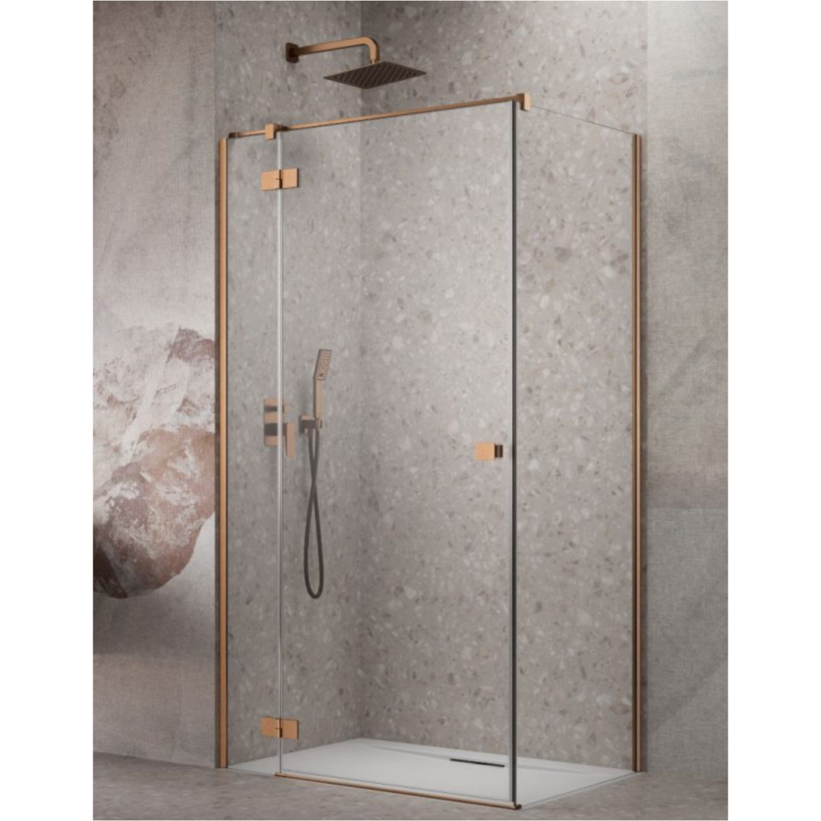 Radaway Essenza 8 Brushed Cooper KDJ kampinė dušo kabina, skaidrus stiklas Radaway Essenza 8 Brushed Cooper KDJ kampinė dušo kabina, skaidrus stiklas
