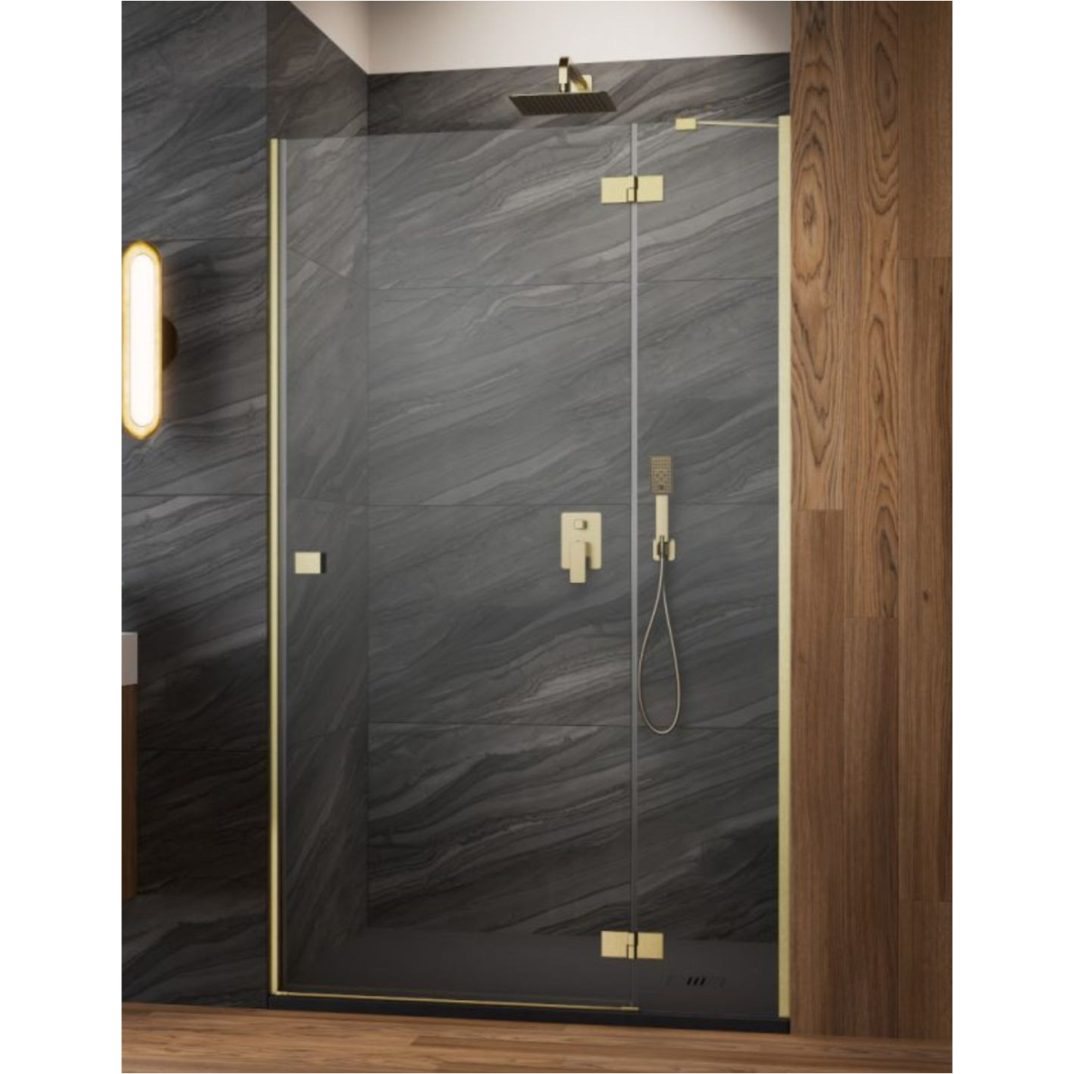 Radaway Essenza 8 Brushed Gold DWJ dušo durys, skaidrus stiklas