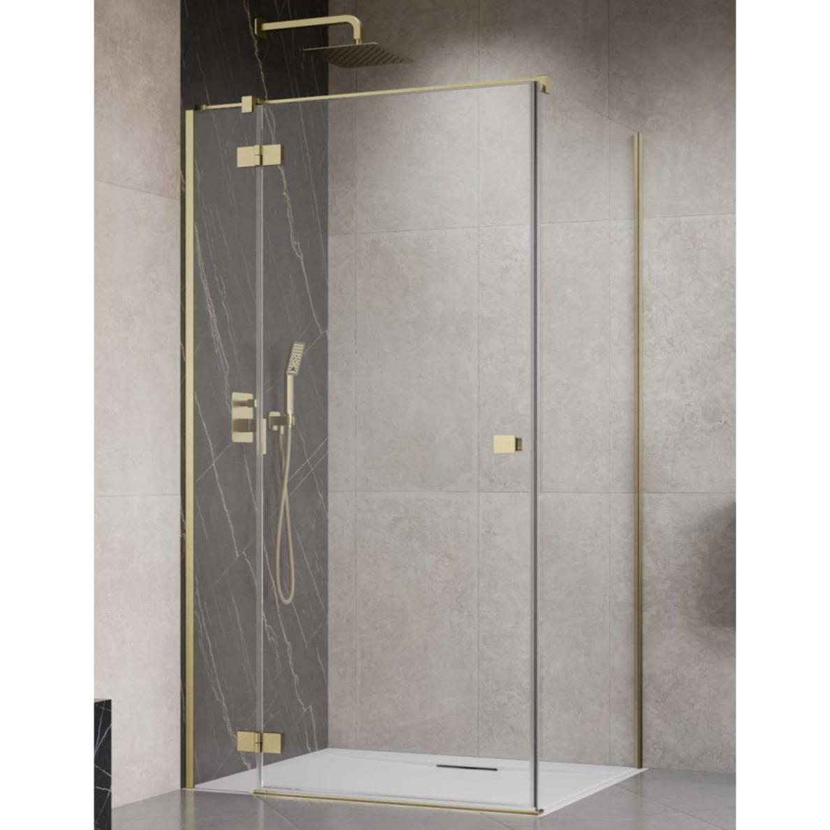 Radaway Essenza Brushed Gold KDJ kampinė dušo kabina, skaidrus stiklas Radaway Essenza Brushed Gold KDJ kampinė dušo kabina, skaidrus stiklas