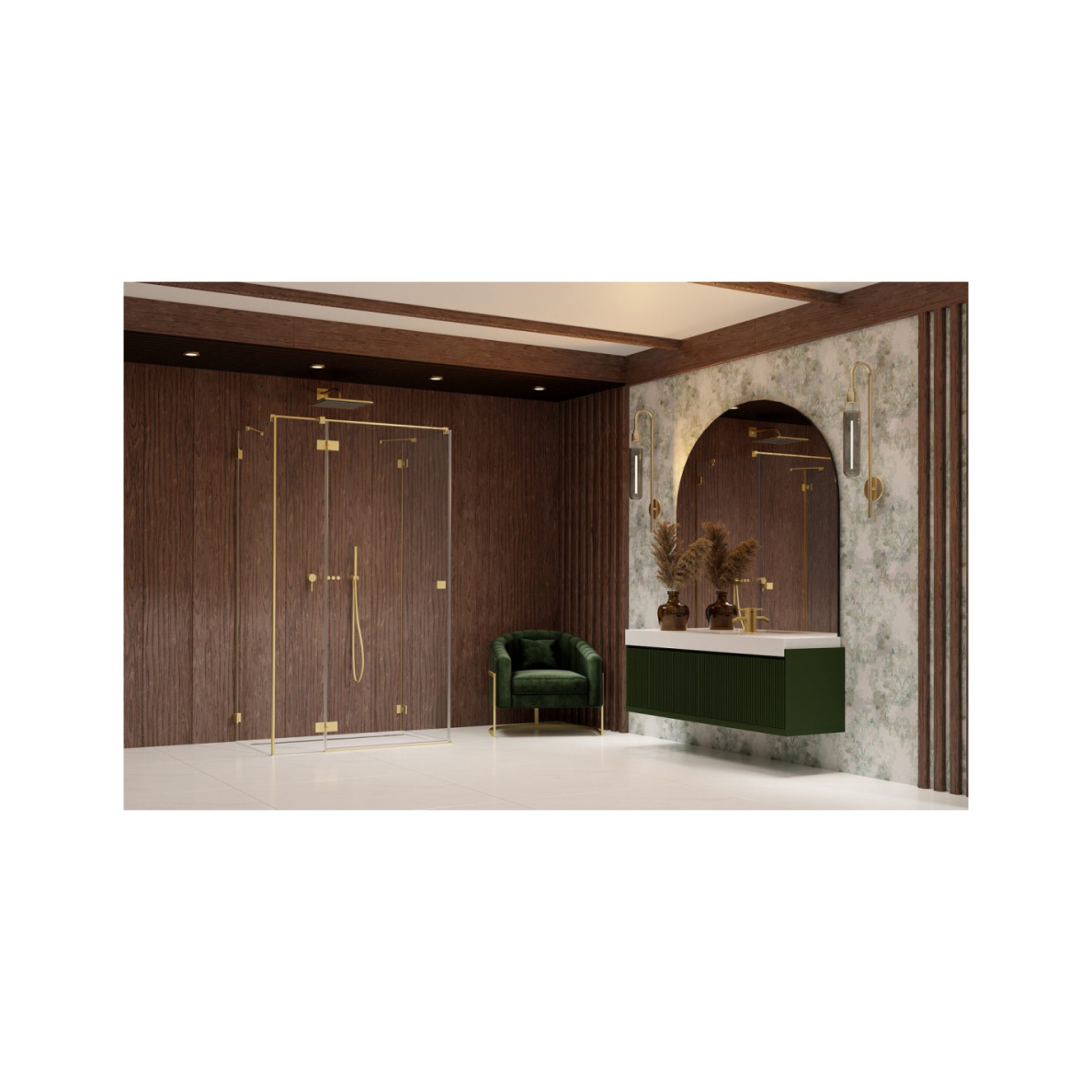 Radaway Essenza Pro Brushed Gold KDJ+S kampinė dušo kabina, skaidrus stiklas 1