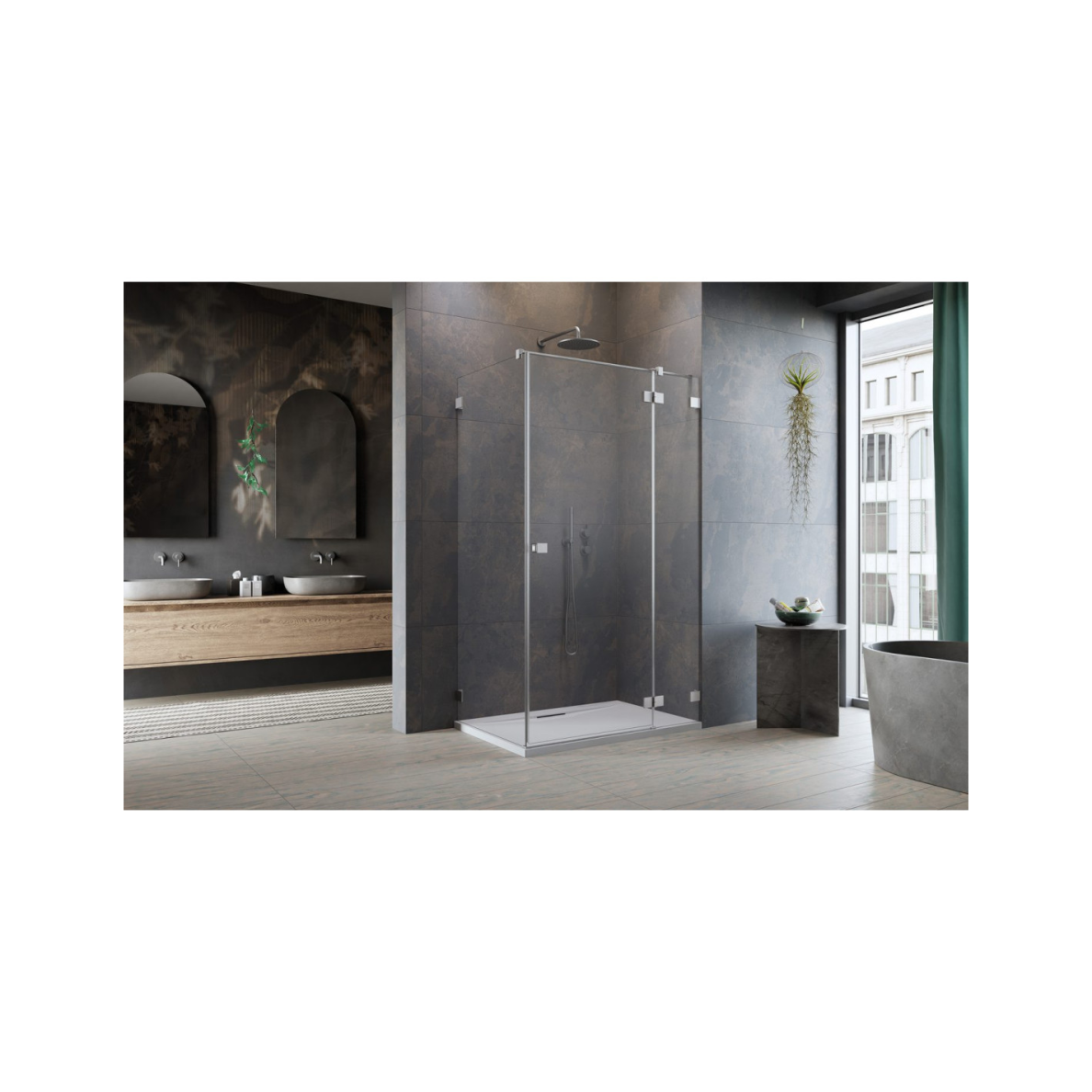 Radaway Essenza Pro Brushed Nickel KDJ kampinė dušo kabina, skaidrus stiklas 1