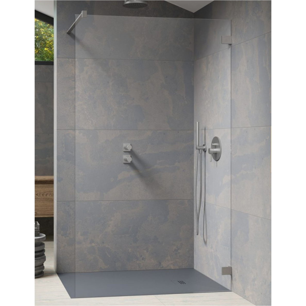 Radaway Essenza Pro Brushed Nickel Walk-in nejudanti dušo sienelė, skaidrus stiklas Radaway Essenza Pro Brushed Nickel Walk-in nejudanti dušo sienelė, skaidrus stiklas