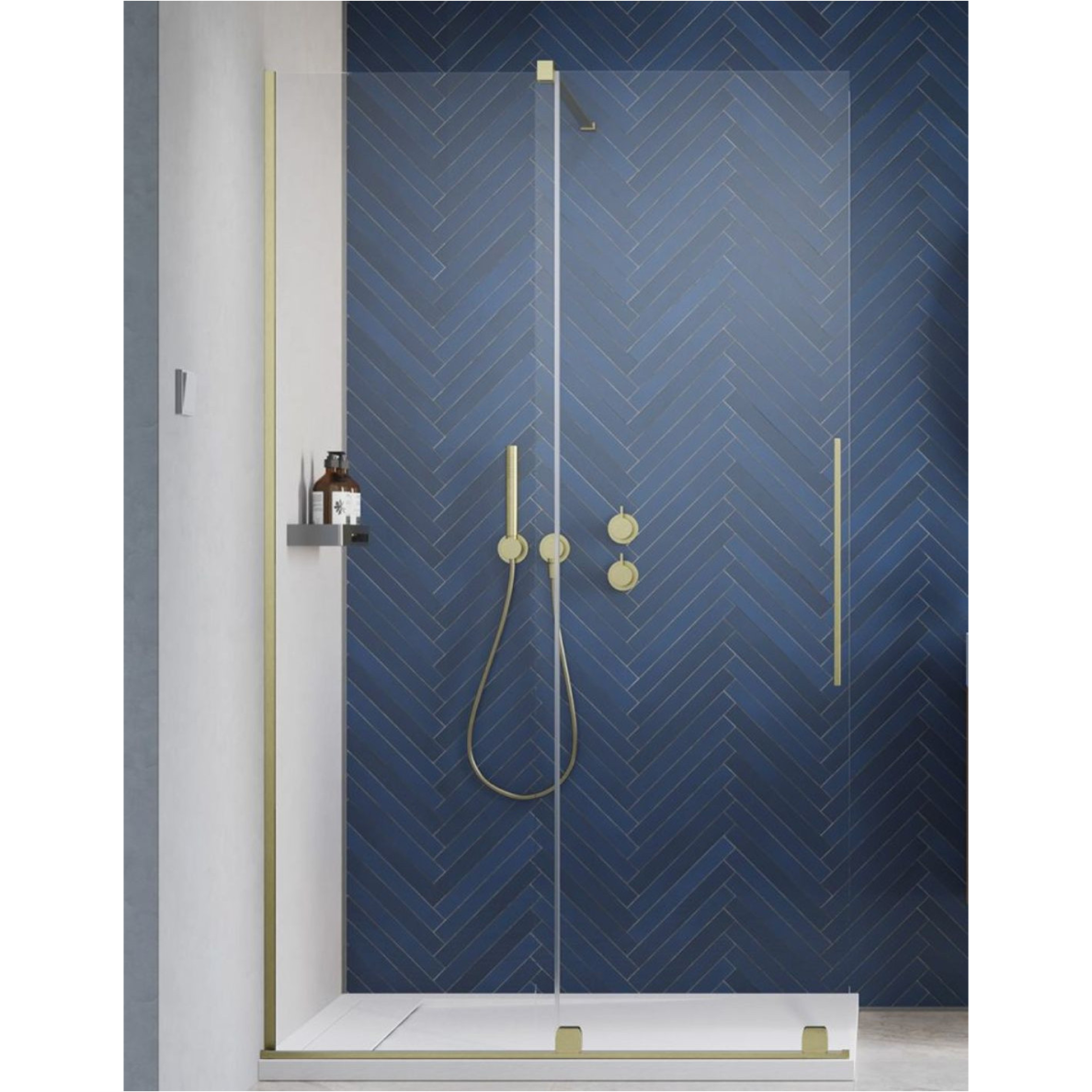 Radaway Furo Brushed Gold Walk-in nejudanti dušo sienelė, skaidrus stiklas