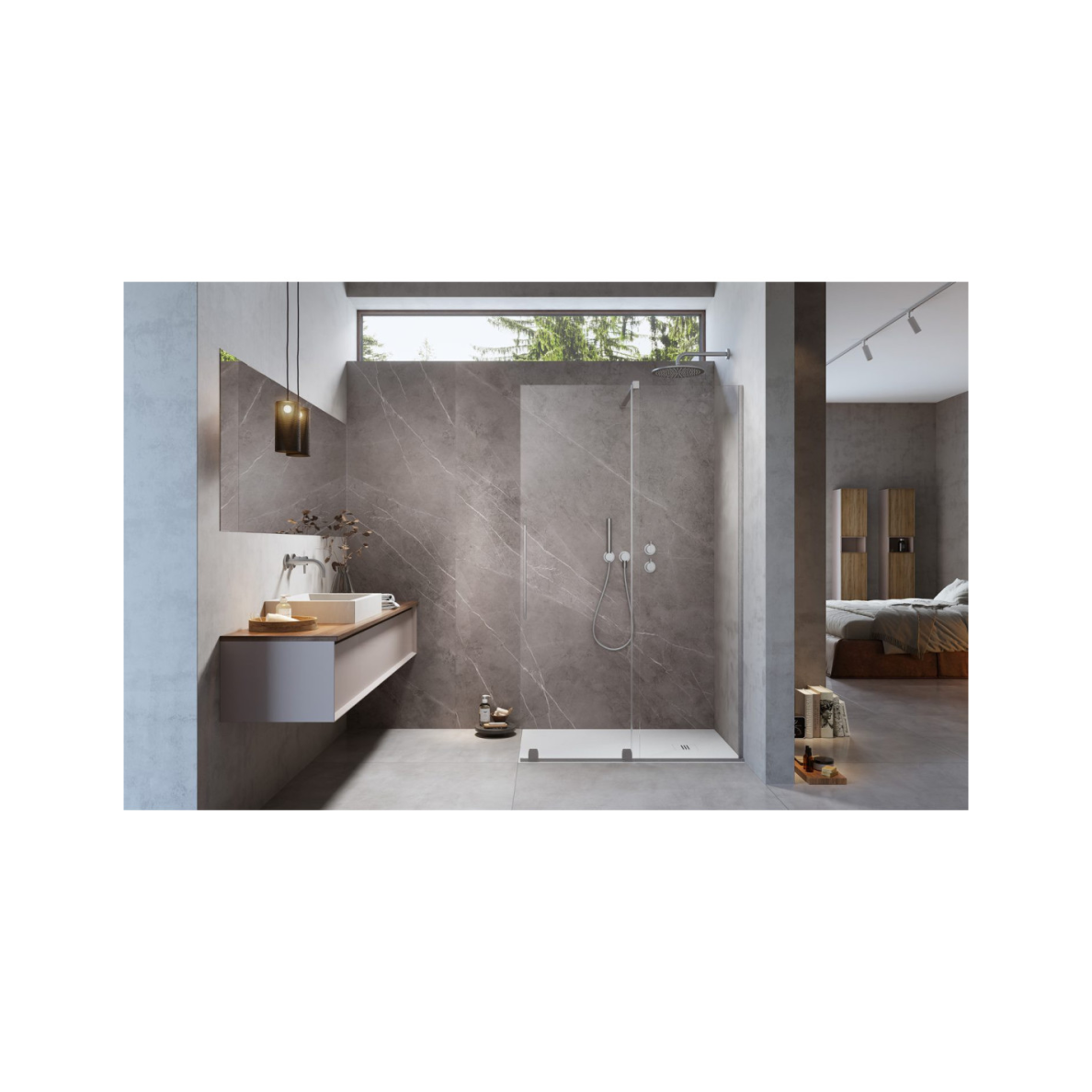 Radaway Furo Brushed Nickel Walk-in dušo sienelė, skaidrus stiklas 1 Radaway Furo Brushed Nickel Walk-in dušo sienelė, skaidrus stiklas 1