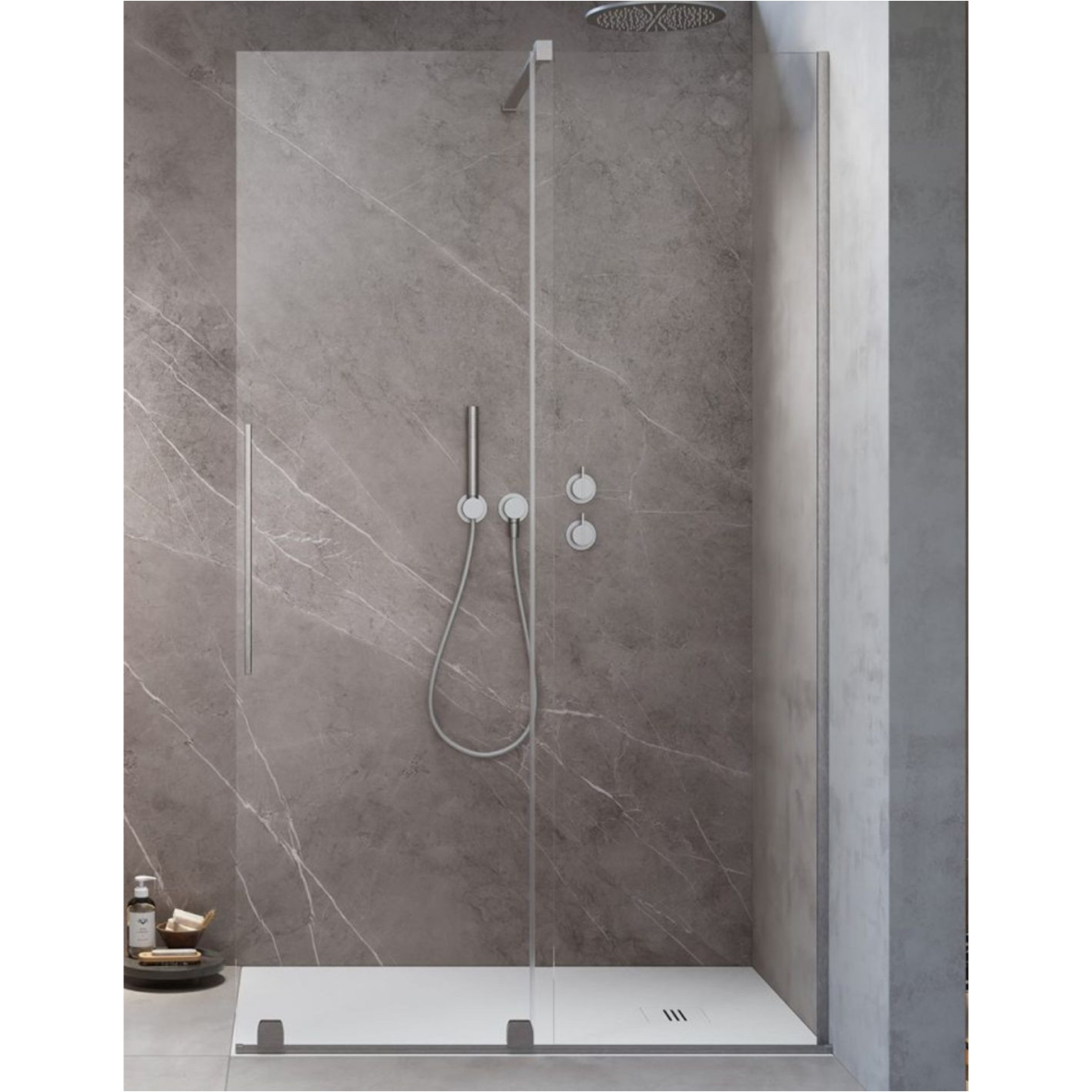 Radaway Furo Brushed Nickel Walk-in dušo sienelė, skaidrus stiklas