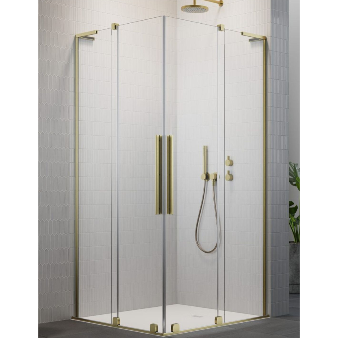 Radaway Furo SL Brushed Gold KDD kampinė dušo kabina Radaway Furo SL Brushed Gold KDD kampinė dušo kabina