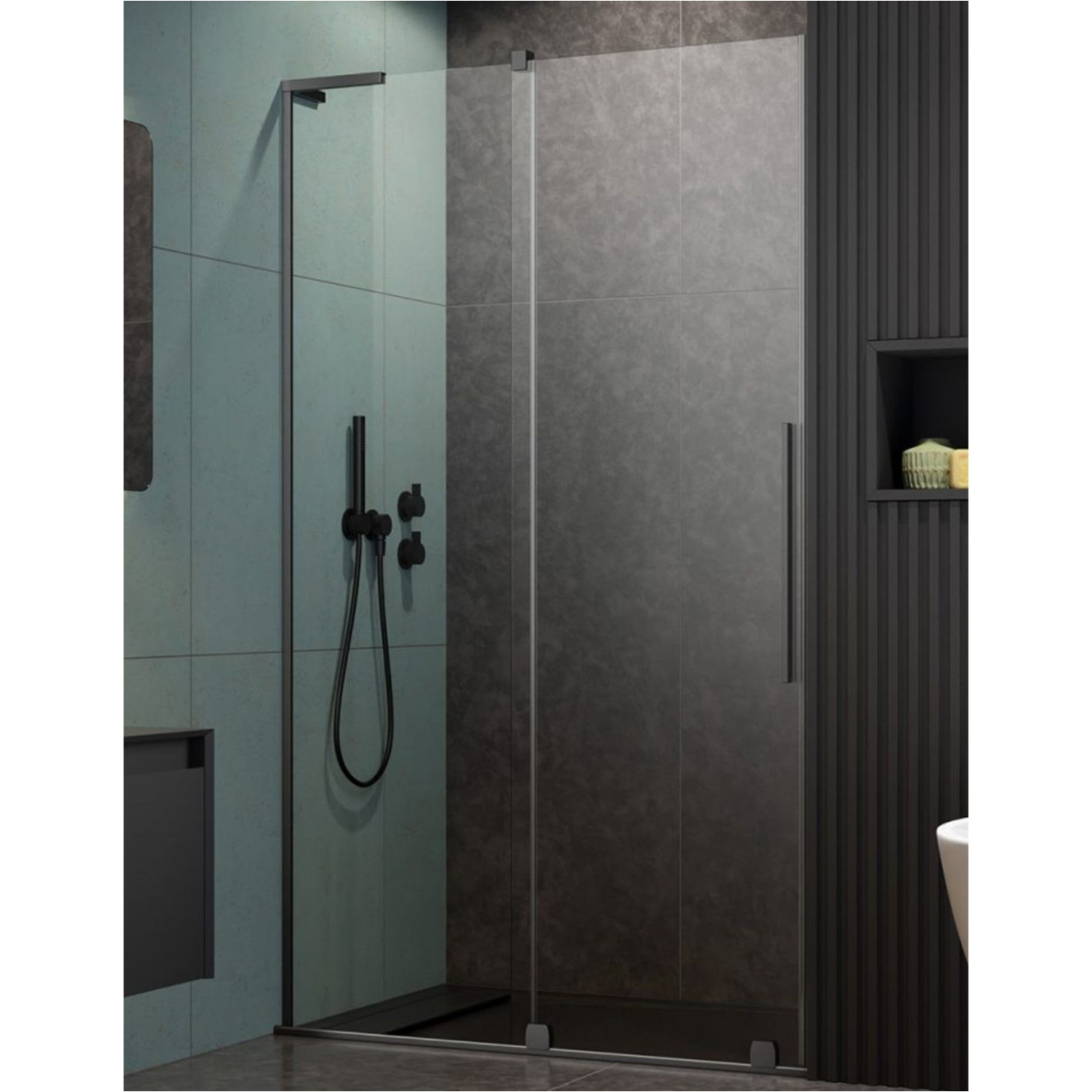 Radaway Furo SL Brushed GunMetal DWJ dušo durys, skaidrus stiklas