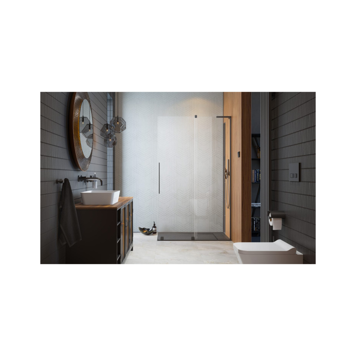 Radaway Furo SL Brushed GunMetal Walk-in dušo sienelė 1 Radaway Furo SL Brushed GunMetal Walk-in dušo sienelė 1