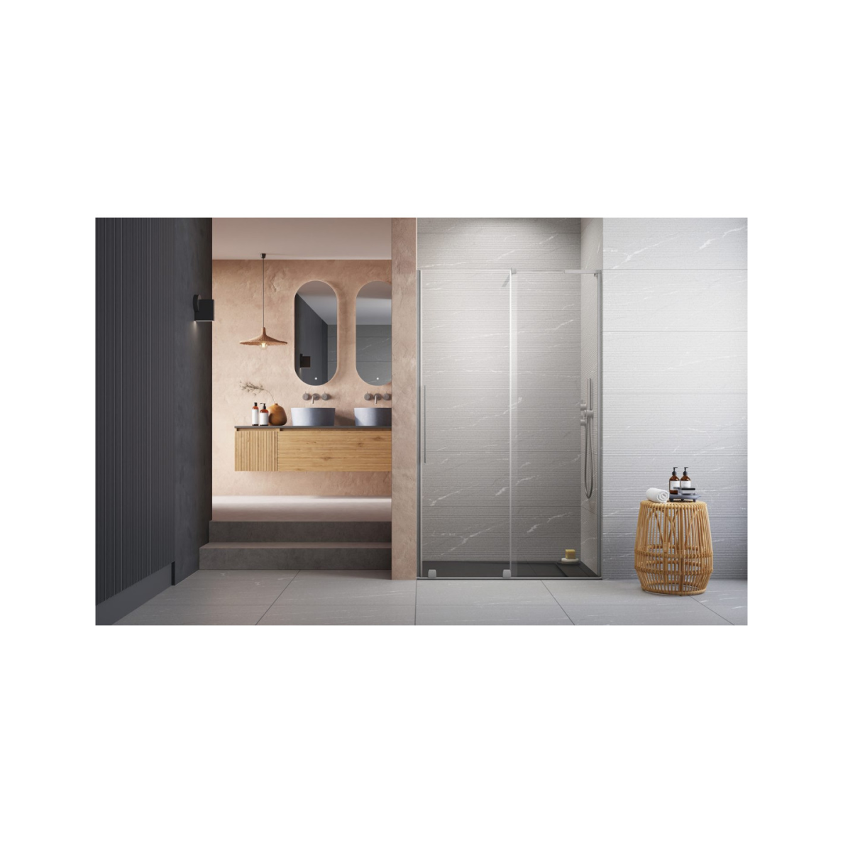 Radaway Furo SL Brushed Nickel DWJ dušo durys, skaidrus stiklas 1