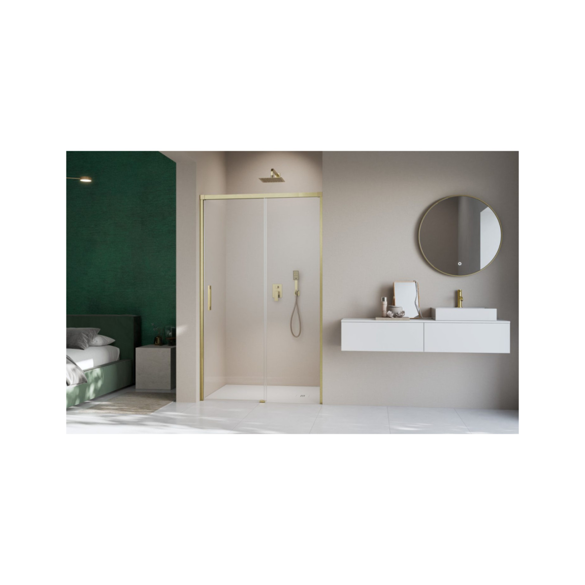 Radaway Idea 8 Brushed Gold DWJ dušo durys, skaidrus stiklas 1 Radaway Idea 8 Brushed Gold DWJ dušo durys, skaidrus stiklas 1