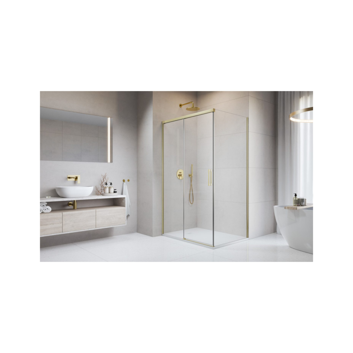 Radaway Idea 8 Brushed Gold KDJ kampinė dušo kabina, skaidrus stiklas 1 Radaway Idea 8 Brushed Gold KDJ kampinė dušo kabina, skaidrus stiklas 1