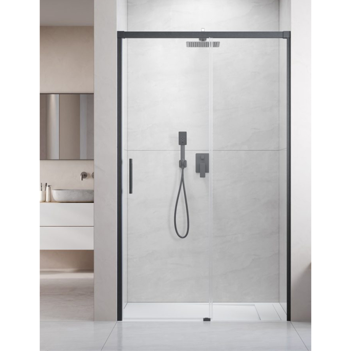 Radaway Idea DWJ Brushed GunMetal dušo durys, skaidrus stiklas
