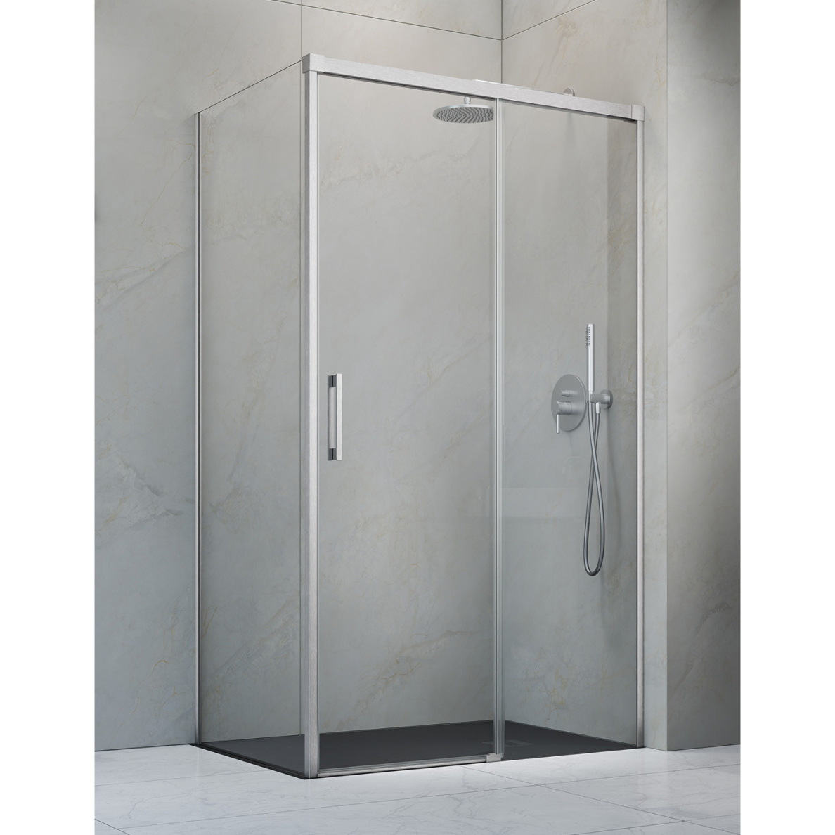 Radaway Idea KDJ Brushed Nickel kampinė dušo kabina Radaway Idea KDJ Brushed Nickel kampinė dušo kabina
