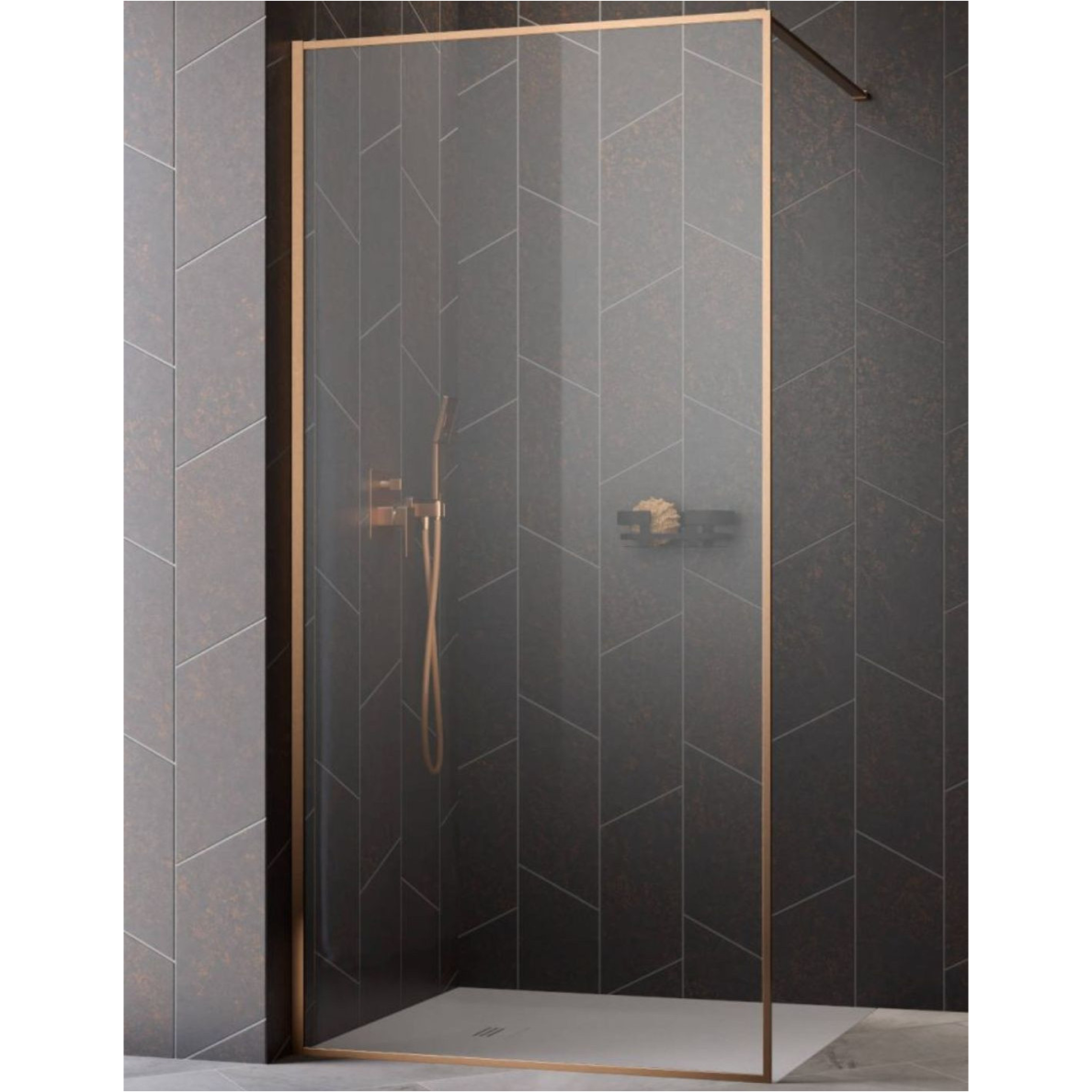 Radaway Modo F Brushed Copper II nejudanti dušo sienelė, skaidrus stiklas