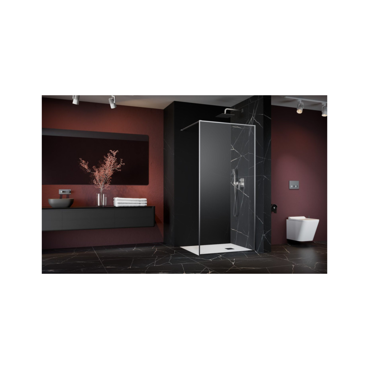 Radaway Modo F Brushed Nickel II nejudanti dušo sienelė, skaidrus stiklas 1