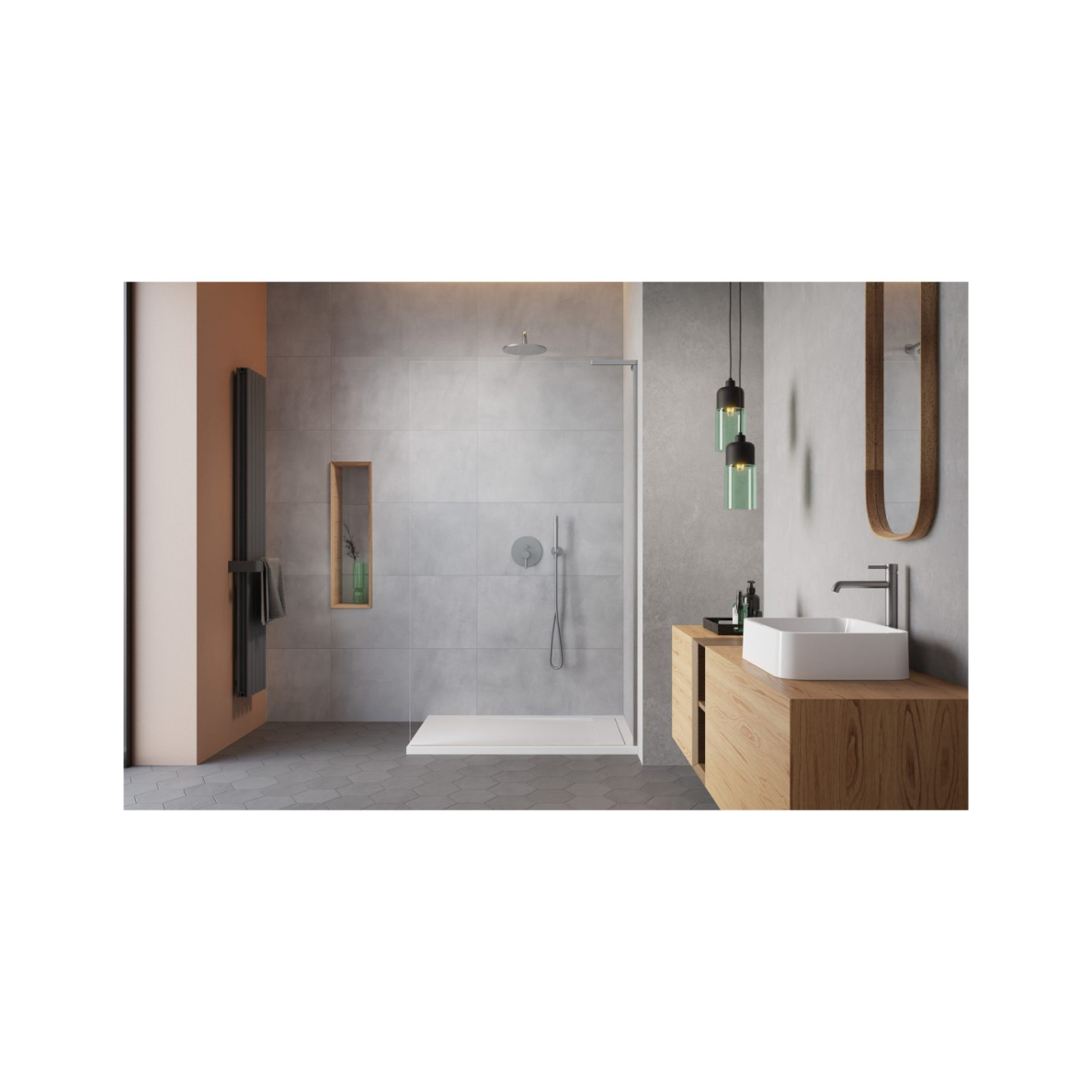 Radaway Modo SL Brushed Nickel II nejudanti dušo sienelė 1 Radaway Modo SL Brushed Nickel II nejudanti dušo sienelė 1