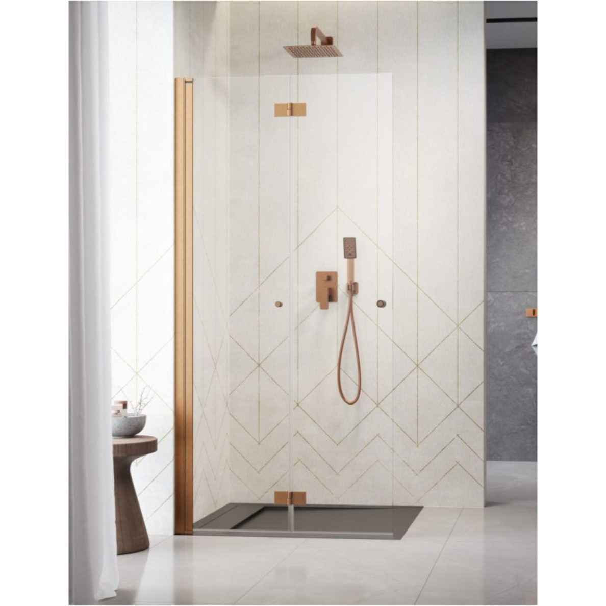 Radaway Nes Brushed Copper Walk-in KDD B dušo sienelė