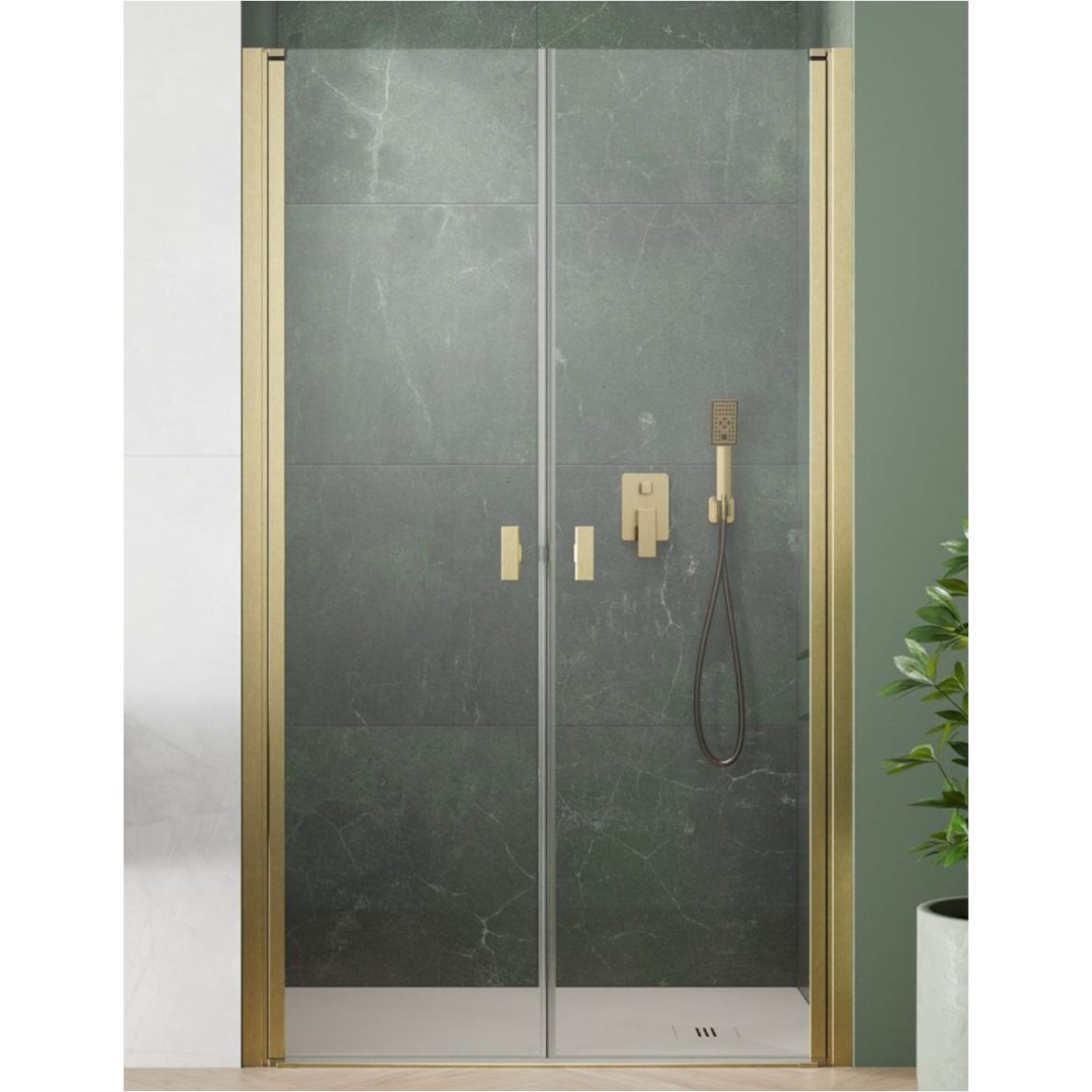 Radaway Nes Brushed Gold DWD I dušo durys, skaidrus stiklas Radaway Nes Brushed Gold DWD I dušo durys, skaidrus stiklas