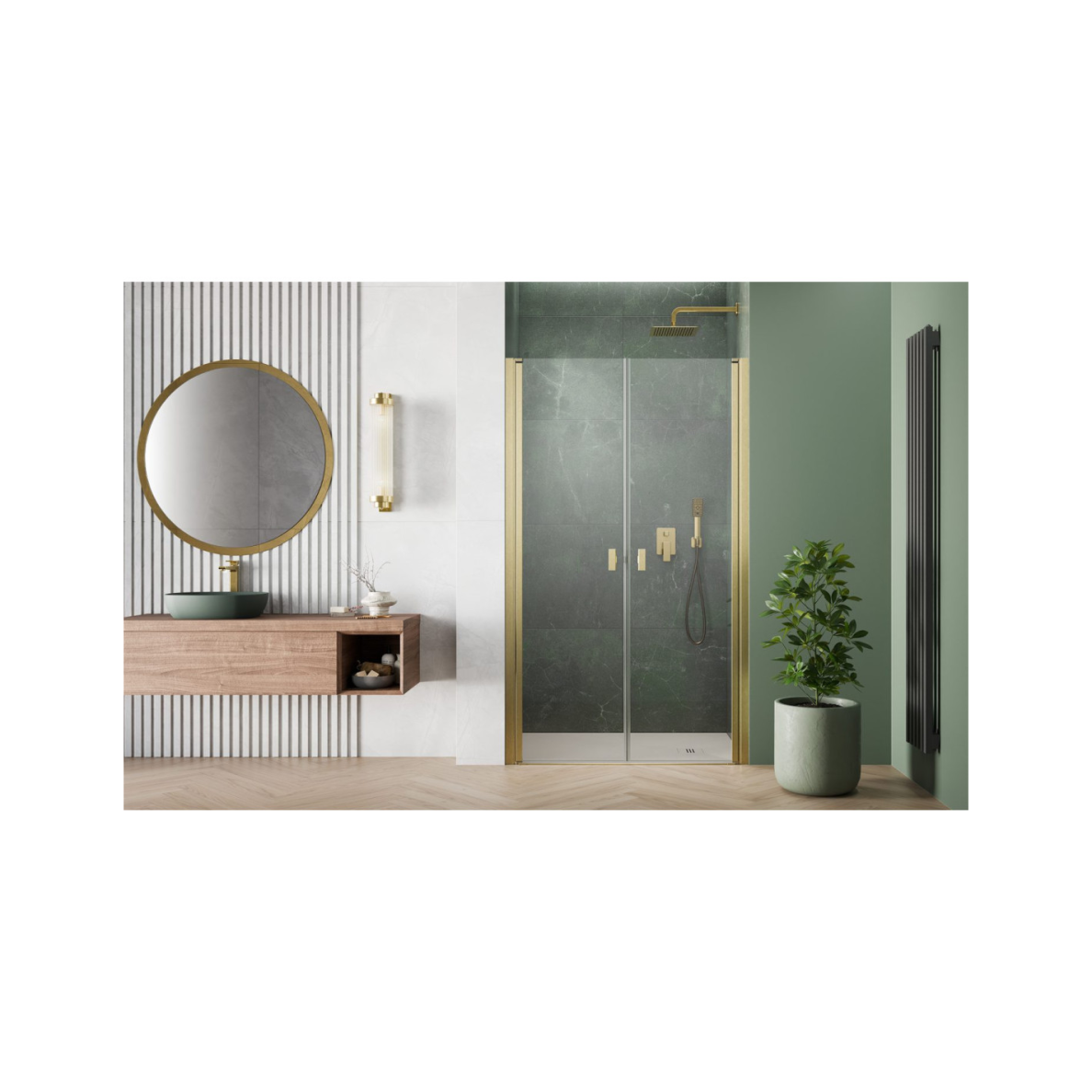 Radaway Nes Brushed Gold DWD I dušo durys, skaidrus stiklas 1 Radaway Nes Brushed Gold DWD I dušo durys, skaidrus stiklas 1