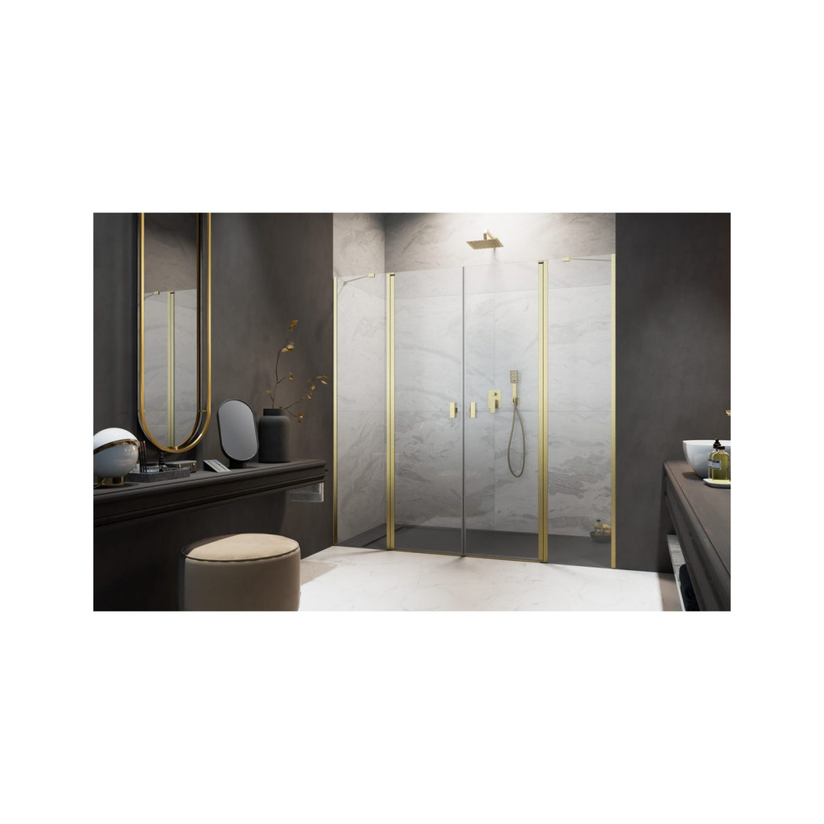 Radaway NES Brushed Gold DWD II dušo durys 1