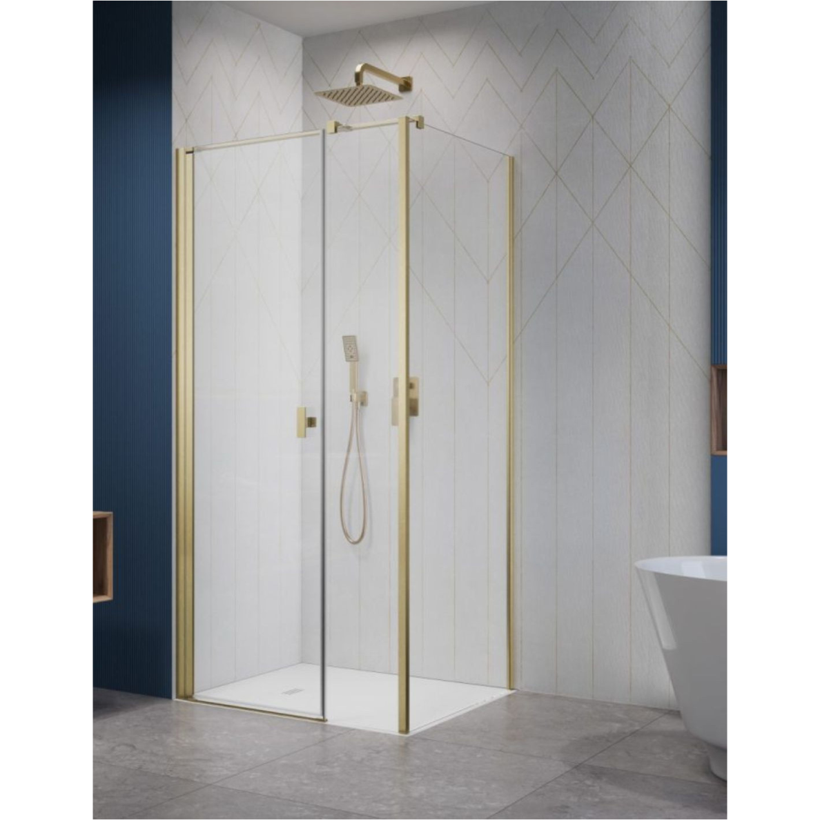 Radaway Nes Brushed Gold KDS I kampinė dušo kabina, skaidrus stiklas Radaway Nes Brushed Gold KDS I kampinė dušo kabina, skaidrus stiklas