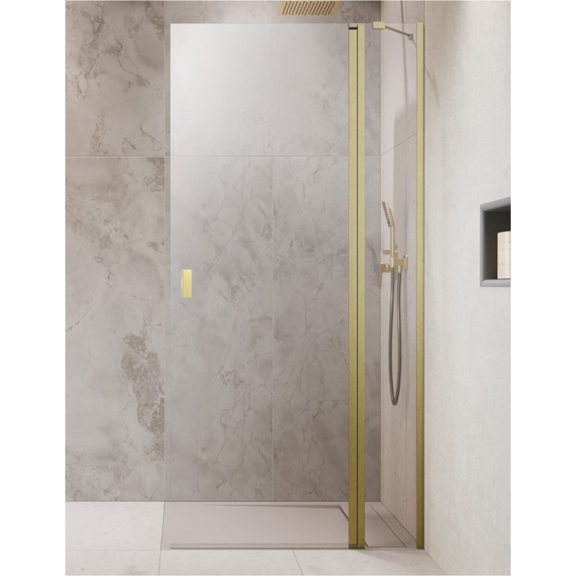 Radaway Nes Brushed Gold Walk-in KDD II dušo kabina