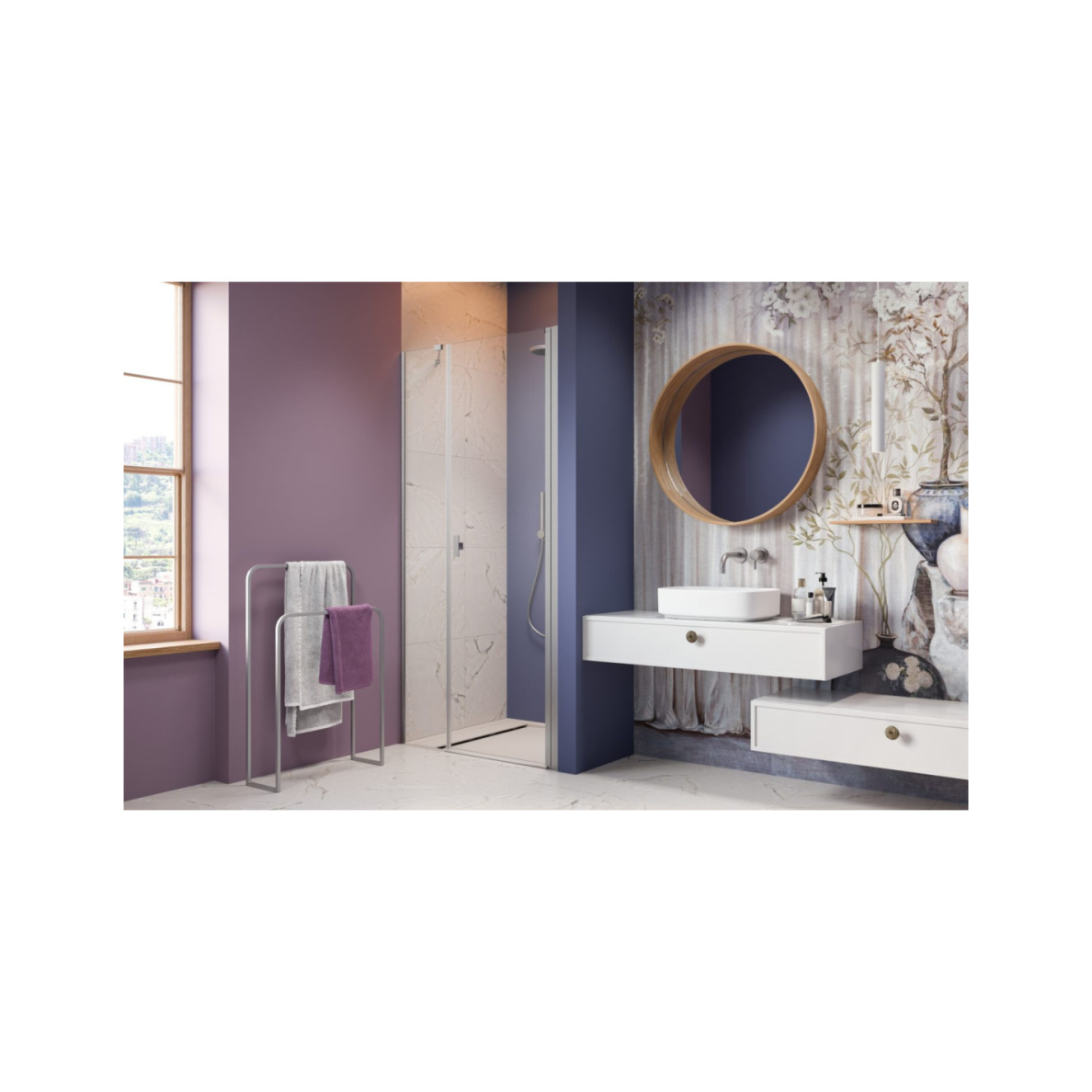 Radaway Nes Brushed Nickel DWS dušo durys, skaidrus stiklas 1 Radaway Nes Brushed Nickel DWS dušo durys, skaidrus stiklas 1