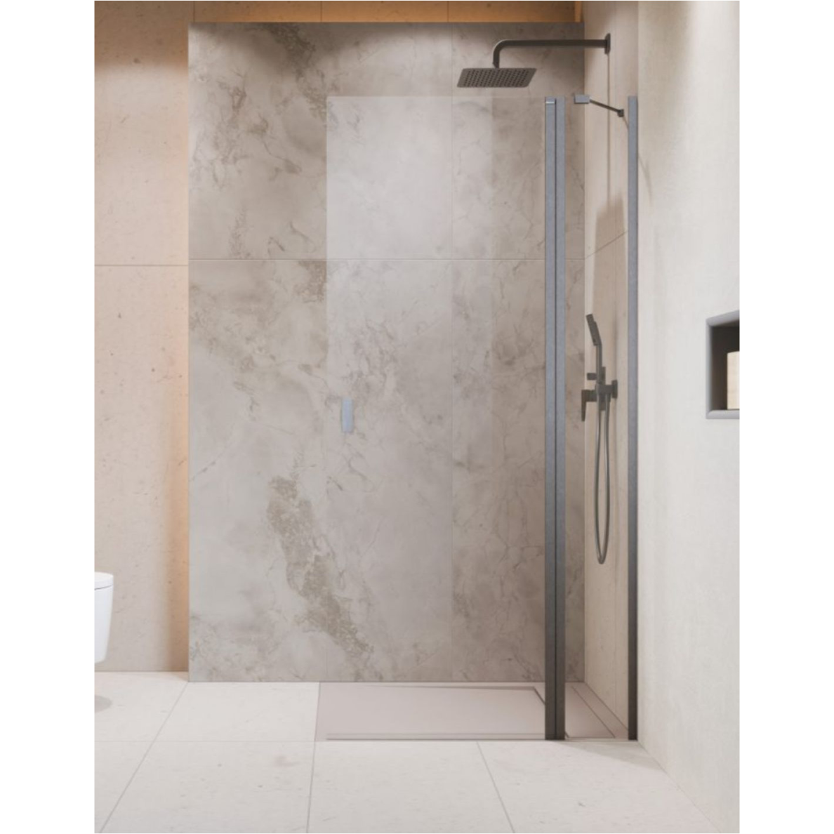 Radaway Nes Brushed Nickel Walk-in KDD II dušo kabina Radaway Nes Brushed Nickel Walk-in KDD II dušo kabina