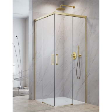 Radaway Idea 8 Brushed Gold KDD kampinė dušo kabina, skaidrus stiklas Radaway Idea 8 Brushed Gold KDD kampinė dušo kabina, skaidrus stiklas