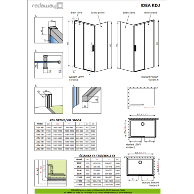 Radaway Idea KDJ Brushed Nickel kampinė dušo kabina Radaway Idea KDJ Brushed Nickel kampinė dušo kabina
