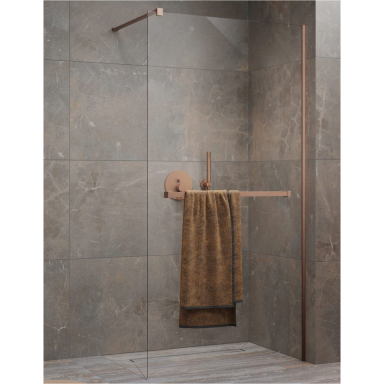 Radaway Modo New Brushed Copper II nejudanti dušo sienelė su pakaba, skaidrus stiklas Radaway Modo New Brushed Copper II nejudanti dušo sienelė su pakaba, skaidrus stiklas