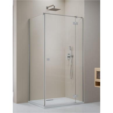 Radaway Essenza 8 Brushed Nickel KDJ kampinė dušo kabina, skaidrus stiklas