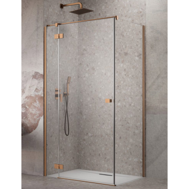 Radaway Essenza Brushed Copper KDJ kampinė dušo kabina, skaidrus stiklas