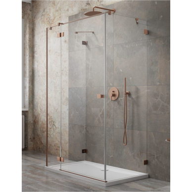 Radaway Essenza Pro Brushed Copper KDJ+S kampinė dušo kabina, skaidrus stiklas